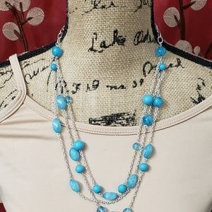 💖5 for $25💞 Pretty Silver/Blue Beaded Necklace